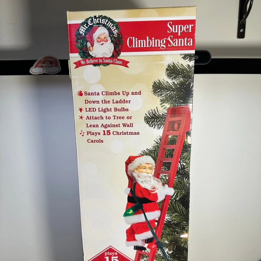 Mr Christmas Super Climbing Santa‎ Animated Musical 15 Carols LED Lights 43 Inch